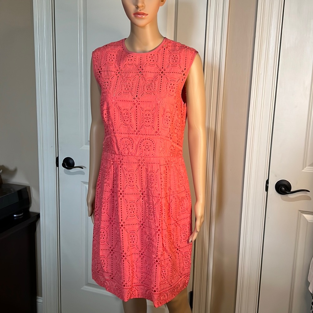 Lovely coral eyelet Nanette Lepore dress with pockets! Worn once. Like new.